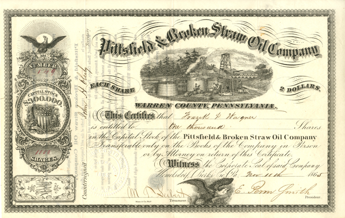 Pittsfield & Broken Straw Oil Company - Stock Certificate